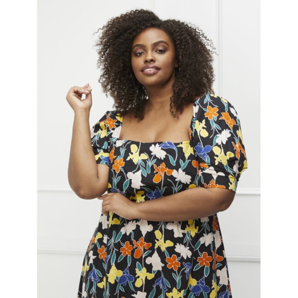 ELOQUII Elements Plus Sz Floral Puff Sleeves Dress - Picture 4 of 5